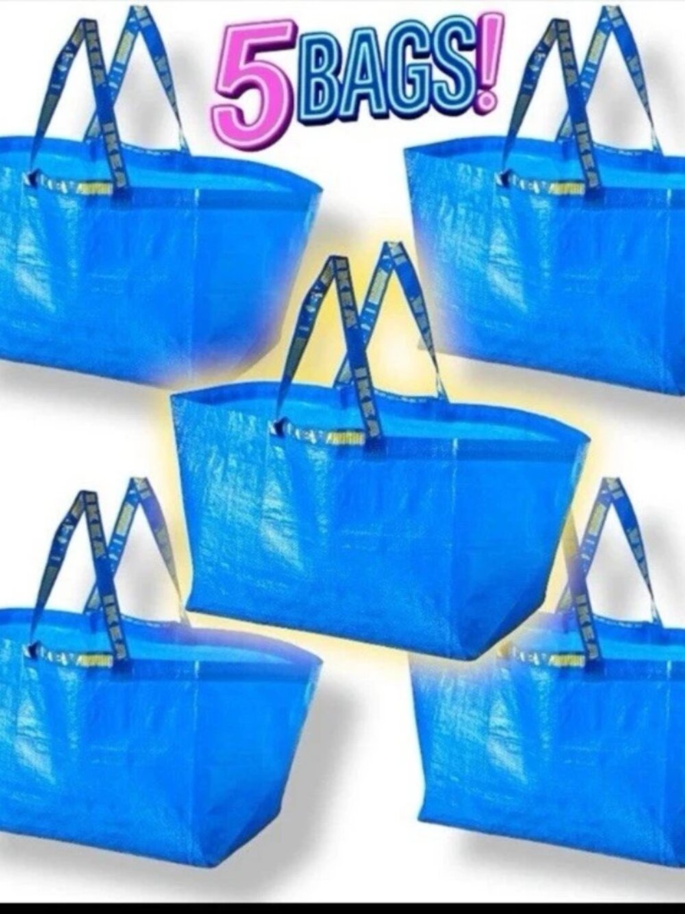 FRAKTA 206.111.08 Shopping bag, large, blue, 22x15x14 "/19 gallon/5 pack